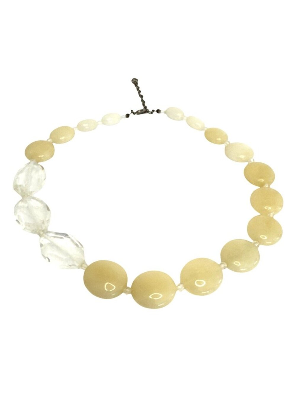 Carolee Yellow & Clear Natural Stone Beaded Necklace With Lobster Clasp